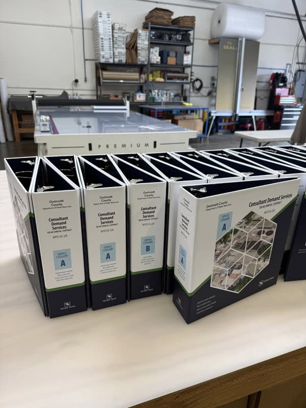 Custom, hand built, binder wraps on a table