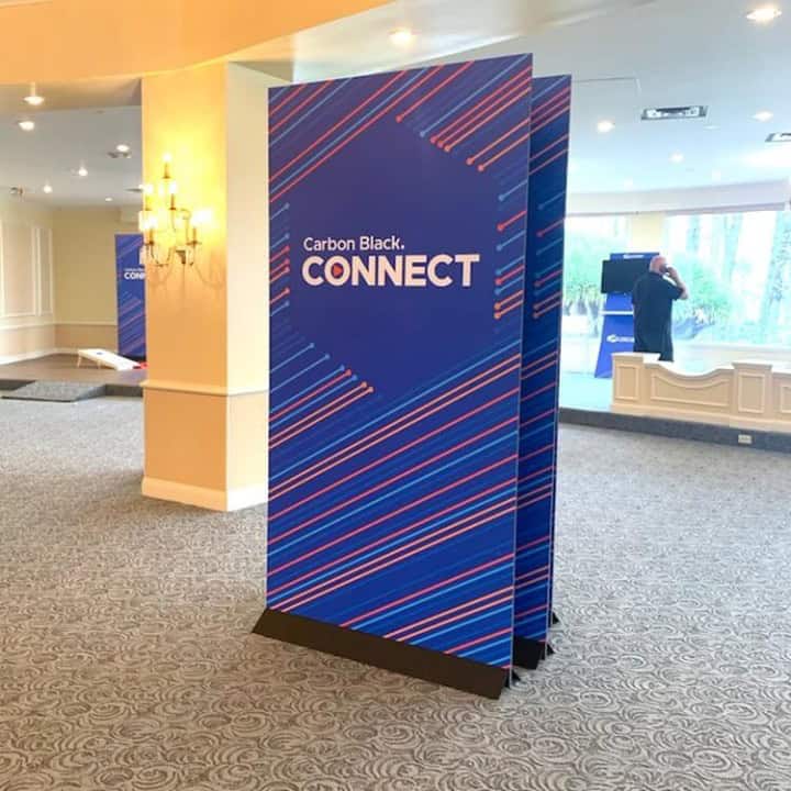 Dis play Boards on metal stands for an event