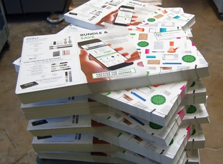 Printed brochures waiting for bindery