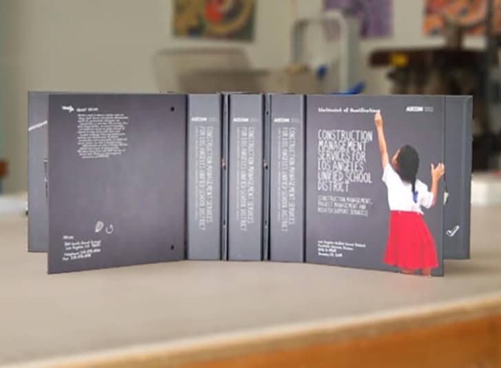 Custom binder wraps positioned on a table for photos