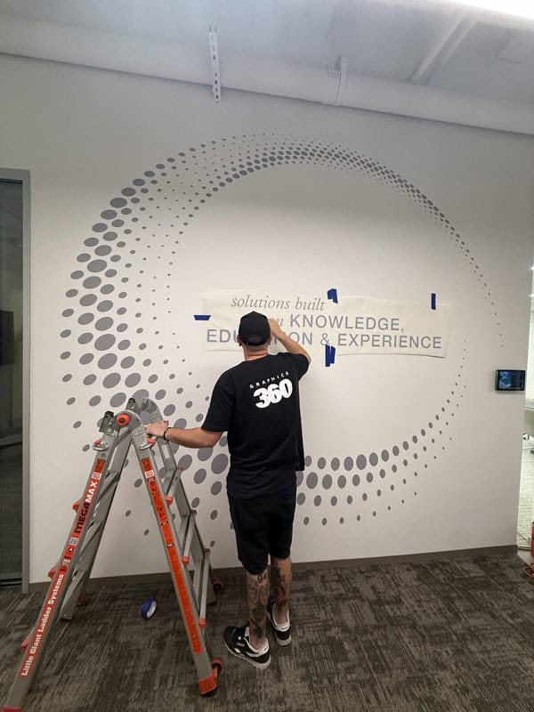 custom cut wall graphic on a wall