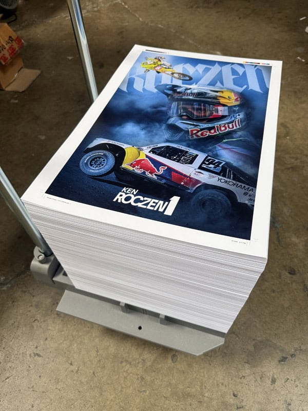 Printed flyers on a cart