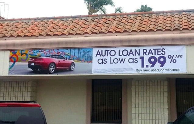 Banner hanging on a building