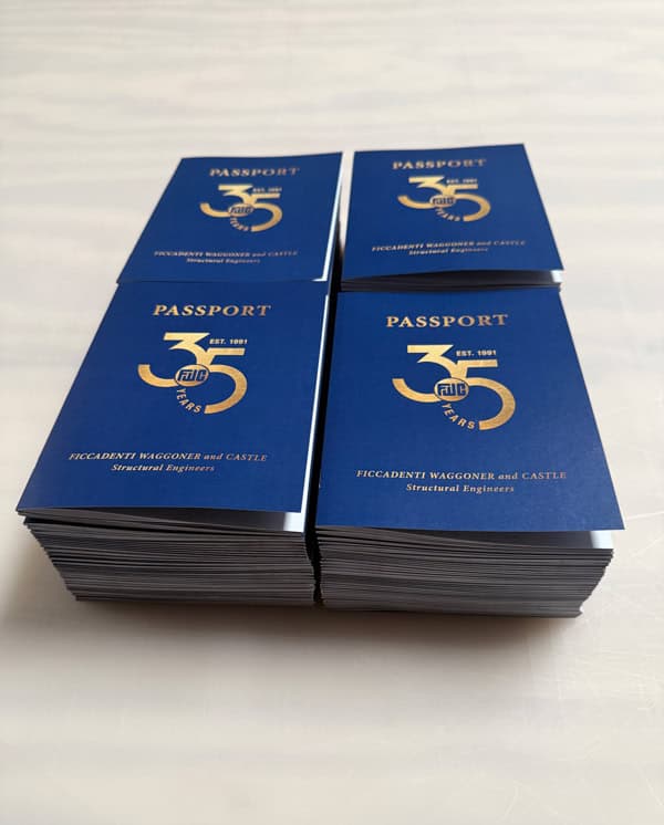 Printed passports for a company event